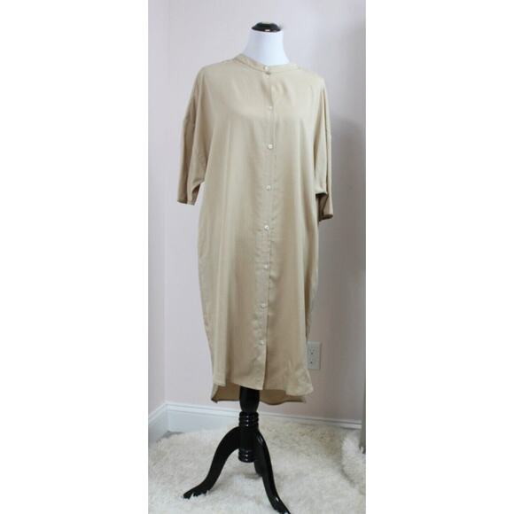 A PART OF THE ART Sz S Small Warm Sand Flow Dress Lyocell Shirtdress NWT - Picture 8 of 10